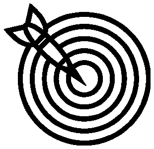 A icon of a dart hitting a bulls eye.